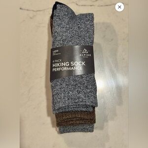 NWT 4 pack Alpine Design Performance Hiking Socks - Gray & Brown Men’s LG 9-12